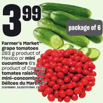 Independent Grocer Farmer's market grape tomatoes or mini cucumbers offer