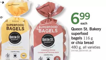 Fortinos Queen st. bakery superfood bagels or chia bread offer