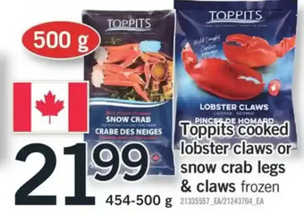 Fortinos Toppits cooked lobster claws or snow crab legs & claws offer