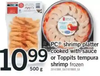 Fortinos Pc shrimp platter cooked with sauce or toppits tempura shrimp offer