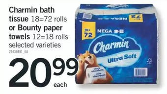Fortinos Charmin bath tissue or bounty paper towels offer
