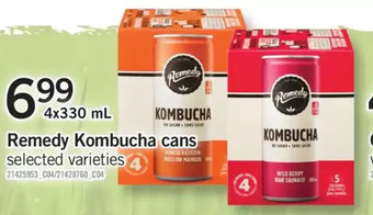 Fortinos Remedy kombucha cans offer