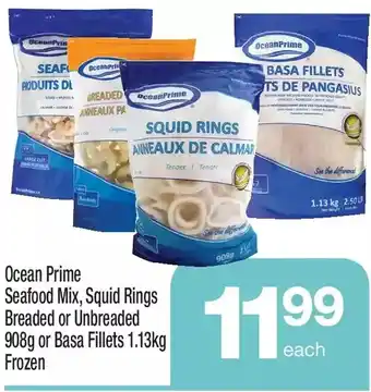 Ocean prime seafood mix, squid rings breaded or unbreaded or basa fillets