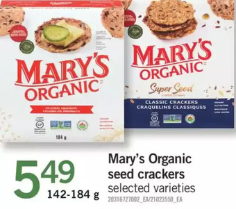 Fortinos Mary's organic seed crackers offer