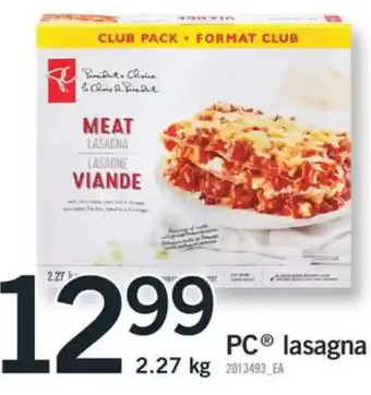 Fortinos Pc lasagna offer