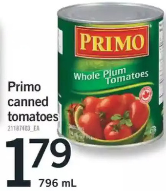 Fortinos Primo canned tomatoes offer
