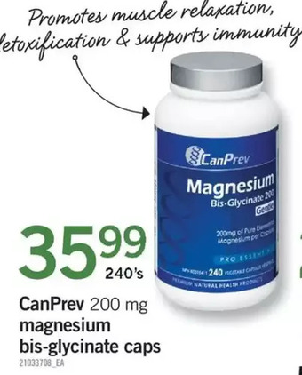 Fortinos Canprev magnesium bis-glycinate caps offer