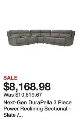 Ashley Furniture Next-gen durapella 3 piece power reclining sectional - slate / reversible offer