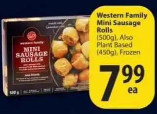 Save on Foods Western family mini sausage rolls (500g),also plant based(450g),frozen offer