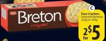 Save on Foods Dare crackers 225g or 250g offer