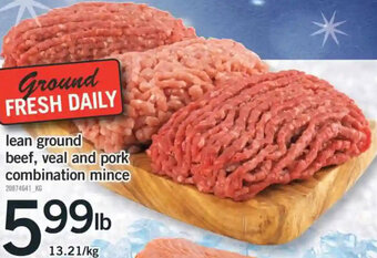 Fortinos lean ground beef, veal and pork combination mince offer
