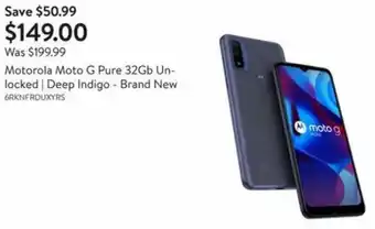 Walmart Motorola moto G pure 32gb unlocked/deep indigo-brand new offer