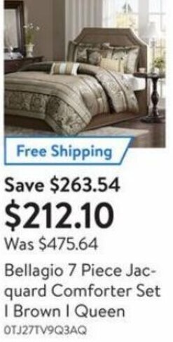 Walmart Bellagio 7 piece jacquard comforter set/ brown/ Queen offer