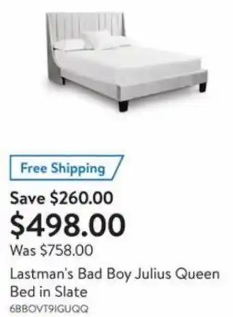 Walmart Lastman's bad boy Julius Queen bed in slate offer