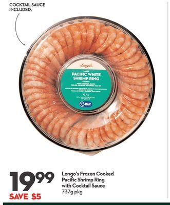 Longo's Longo's frozen cooked pacific shrimp ring with cocktail sauce offer