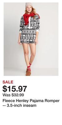 Old Navy Fleece henley pajama romper -- 3.5-inch inseam offer