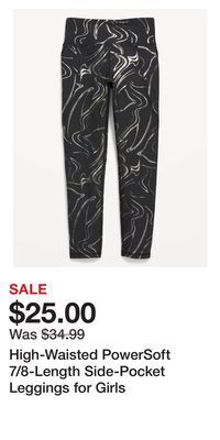 Old Navy High-waisted powersoft 7/8-length side-pocket leggings for girls offer