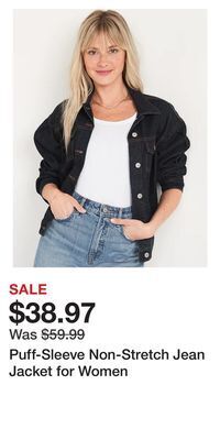 Old Navy Puff-sleeve non-stretch jean jacket for women offer