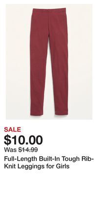Old Navy Full-length built-in tough rib-knit leggings for girls offer