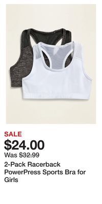 Old Navy 2-pack racerback powerpress sports bra for girls offer