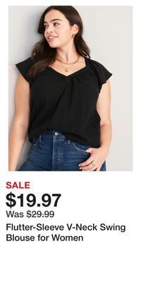 Old Navy Flutter-sleeve v-neck swing blouse for women offer