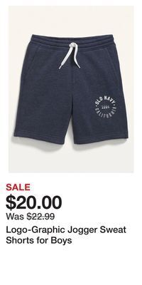 Old Navy Logo-graphic jogger sweat shorts for boys offer
