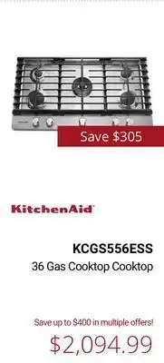 Canadian Appliance Source Kitchenaid 36 gas cooktop offer