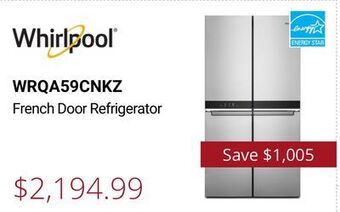 Canadian Appliance Source Whirlpool french door refrigerator offer