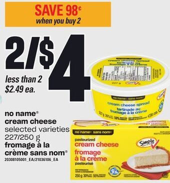 Independent City Market No name® cream cheese, 227/250 g offer