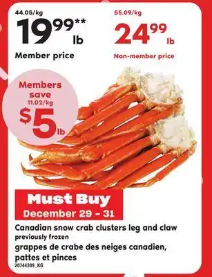 Independent City Market Canadian snow crab clusters and claw offer