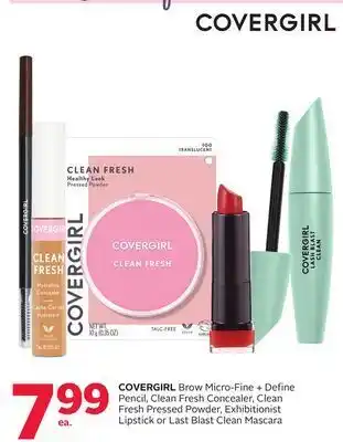 Rexall Covergirl brow micro-fine + define pencil, clean fresh concealer, clean fresh pressed powder, exhibitionist lipstick or last offer