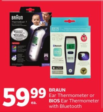 Rexall Braun ear thermometer or bios ear thermometer with bluetooth offer