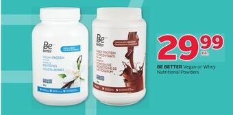 Rexall Be better vegan or whey nutritional powders offer