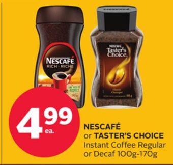 Rexall Nescafé or taster's choice instant coffee regular or decaf 100g offer