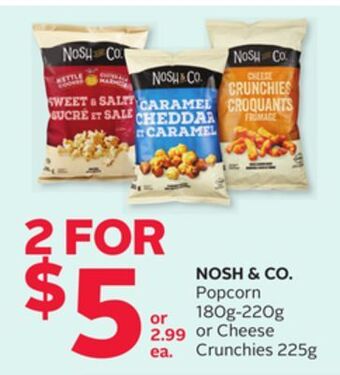 Rexall Nosh & co. popcorn 180g-220g or cheese crunchies 225g offer