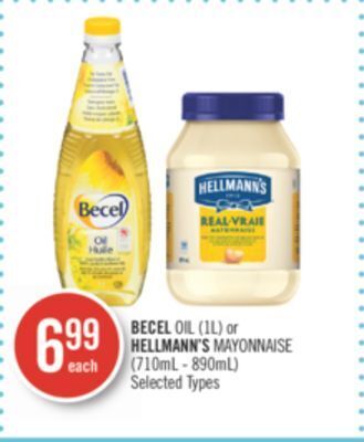 Shoppers Drug Mart Becel oil (1l) or hellmann's mayonnaise (710ml - 890ml) offer