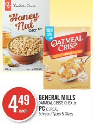 Shoppers Drug Mart General mills oatmeal crisp, chex or pc cereal offer