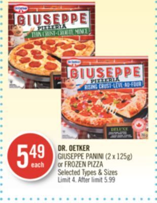 Shoppers Drug Mart Dr. oetker giuseppe panini (2 x 125g) or frozen pizza offer