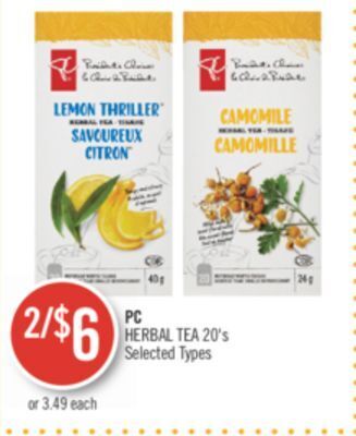 Shoppers Drug Mart Pc herbal tea offer
