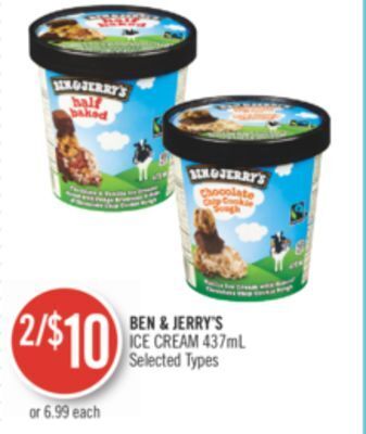 Shoppers Drug Mart Ben & jerry's ice cream offer