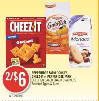 Shoppers Drug Mart Pepperidge farm cookies, cheez-it or pepperidge farm goldfish baked snack crackers offer