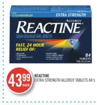 Shoppers Drug Mart Reactine extra strength allergy tablets offer
