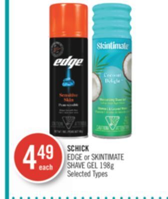 Shoppers Drug Mart Schick edge or skintimate shave gel offer
