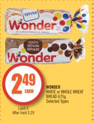 Shoppers Drug Mart Wonder white or whole wheat bread offer