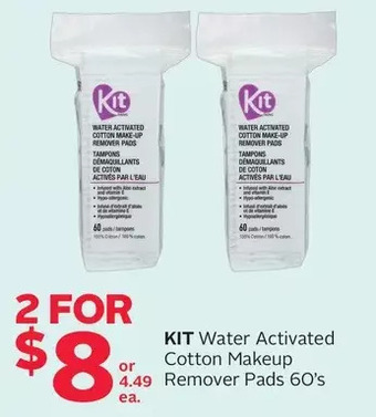 Rexall Kit water activated cotton makeup remover pads offer