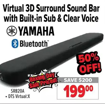2001 Audio Video Yamaha virtual 3d surround sound bar with built-in sub & clear voice offer