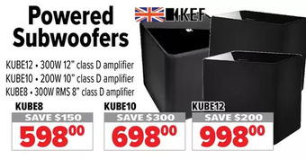 2001 Audio Video Kef powered subwoofers offer