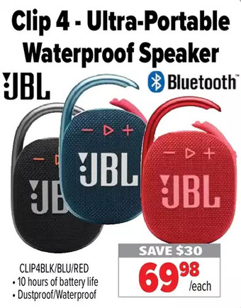 2001 Audio Video Jbl clip 4 ultra-portable waterproof speaker offer