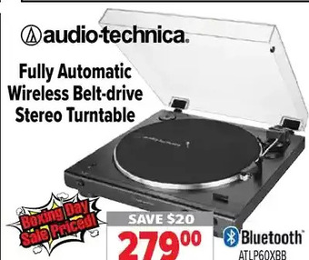 2001 Audio Video Audio-technica fully automatic wireless belt-drive stereo turntable offer
