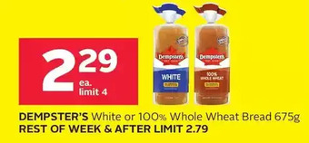 Rexall Dempster's white or 100% whole wheat bread offer